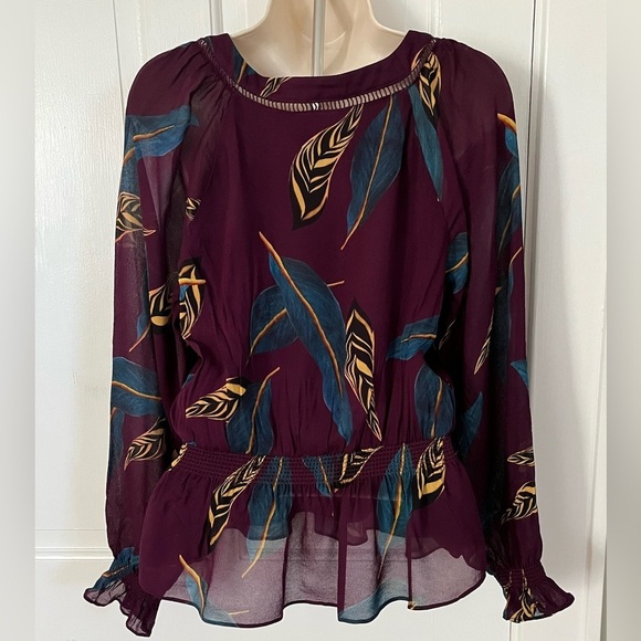 Anthropologie Farm Rio Jennifer Blouse Top Boho   Feminine Size Medium Purple - Picture 7 of 16